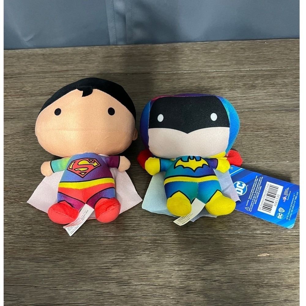 DC Comics Superman Batgirl Plush Set Justice League Chibi Rainbow Superhero Toys
